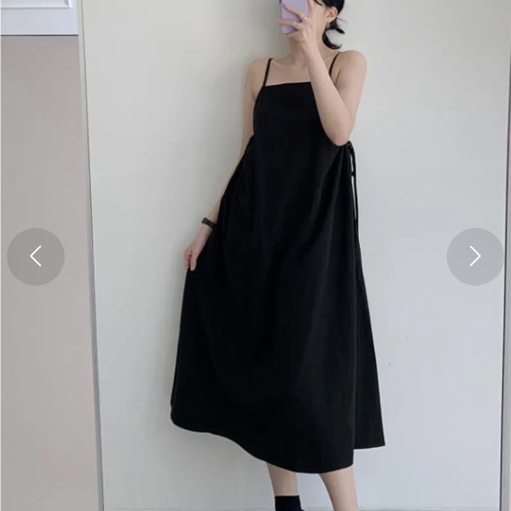 Korean Chic Black Minimalist Everyday Midi Dress